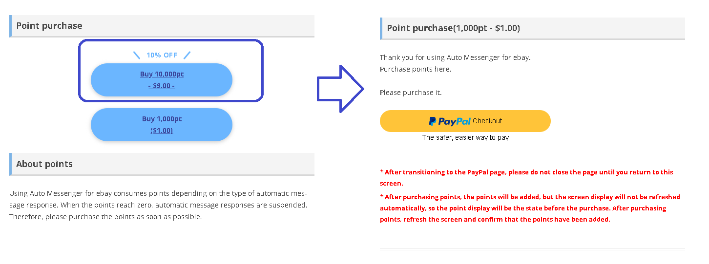 buy auto message for ebay points